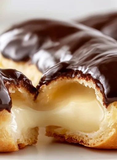 Classic chocolate profiteroles filled with rich cream for a decadent dessert.