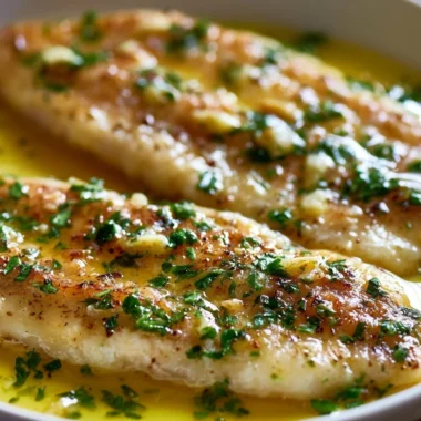 Delicious Sole Meunière served with lemony brown butter sauce