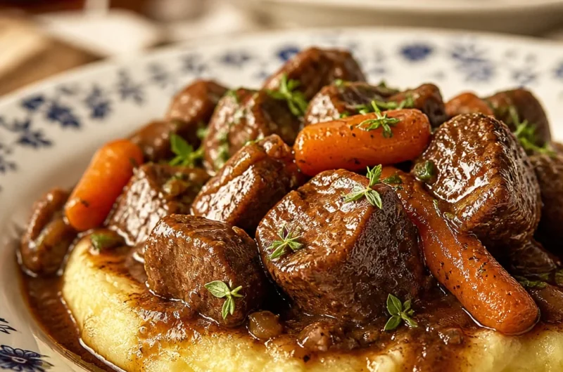 Traditional French Daube Provençale Recipe showcasing a flavorful beef stew with red wine.