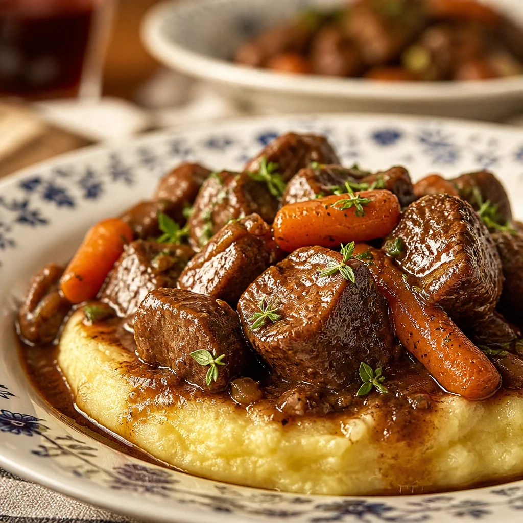 Traditional French Daube Provençale Recipe showcasing a flavorful beef stew with red wine.