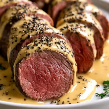 Cozy Chateaubriand beef tenderloin served with red wine sauce and vegetables