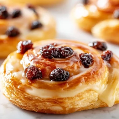 Creamy raisin swirl pastry with rich filling and flaky layers