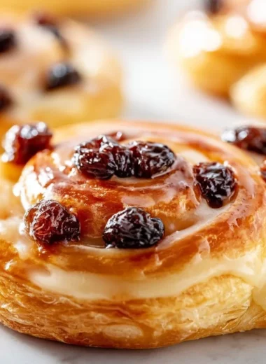 Creamy raisin swirl pastry with rich filling and flaky layers