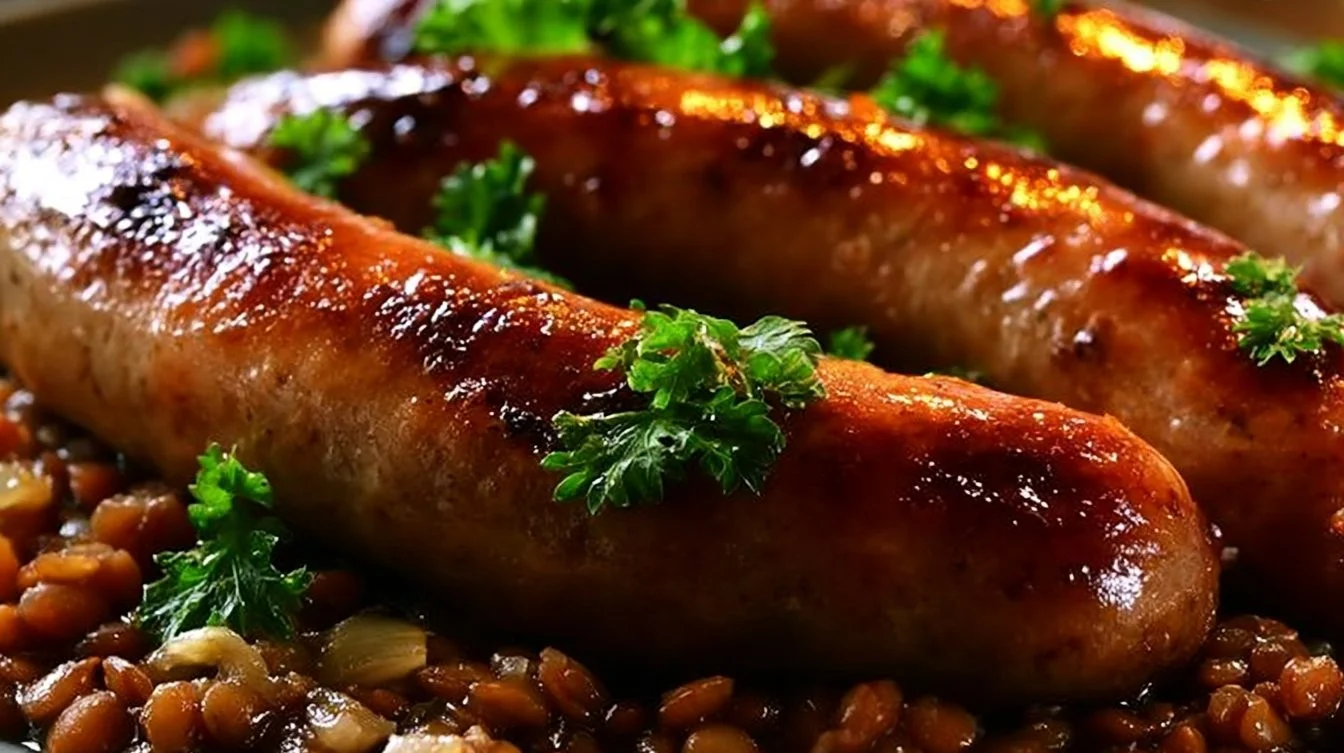 Creamy Sausages and Lentils