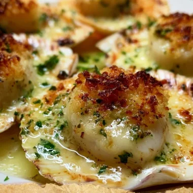Creamy Coquilles Saint-Jacques with scallops baked in a rich sauce