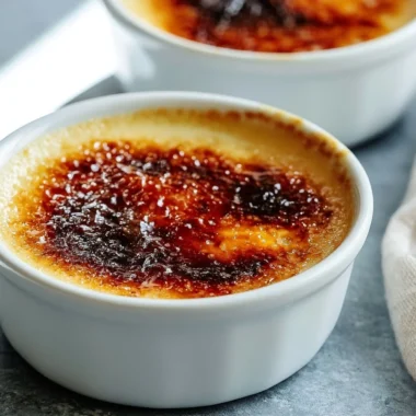 Delicious homemade Crème Brûlée with a caramelized sugar top