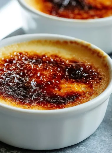 Delicious homemade Crème Brûlée with a caramelized sugar top