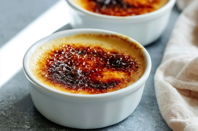 Delicious homemade Crème Brûlée with a caramelized sugar top