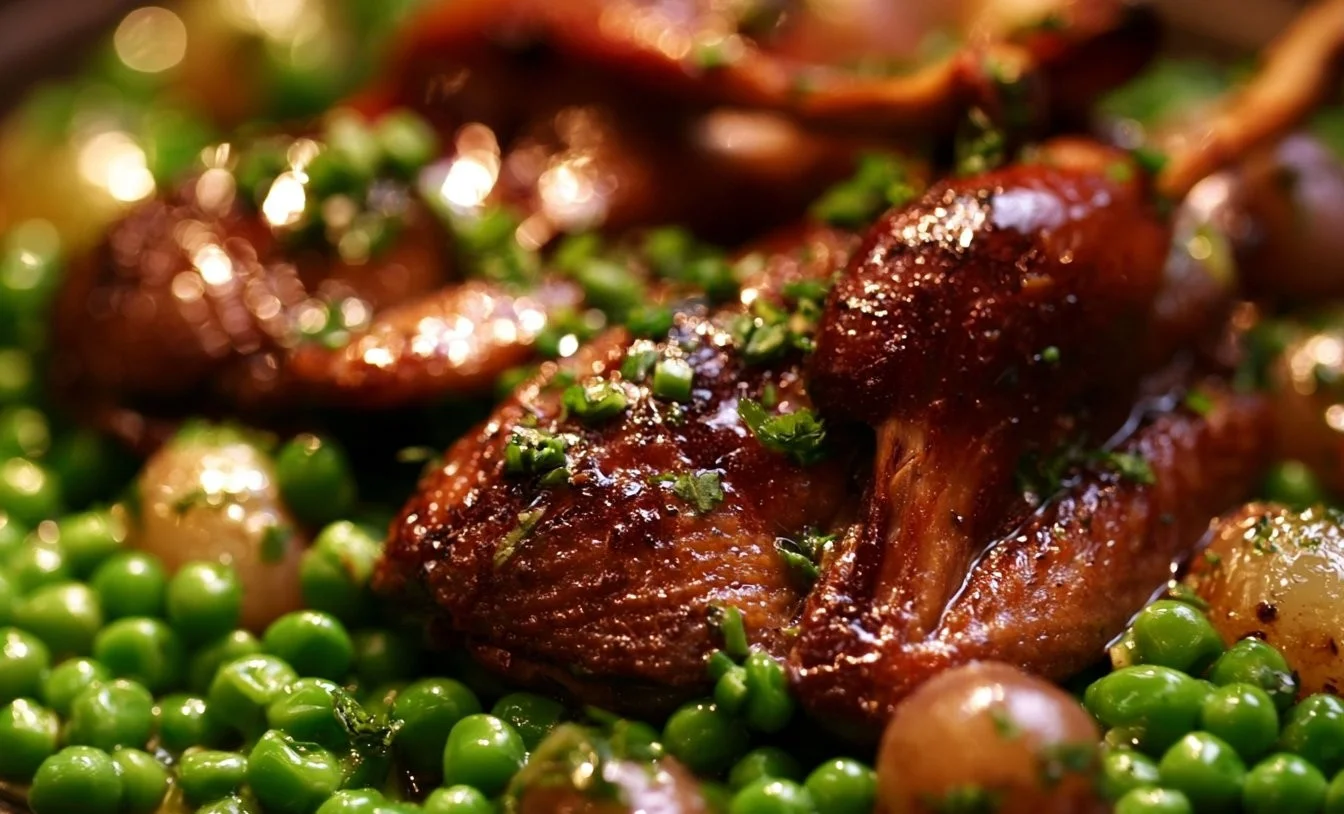 Crispy Pigeon With Peas