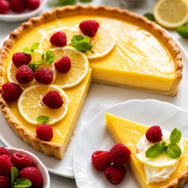 Classic French Tarte au Citron with buttery crust and silky lemon curd filling