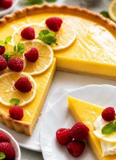 Classic French Tarte au Citron with buttery crust and silky lemon curd filling