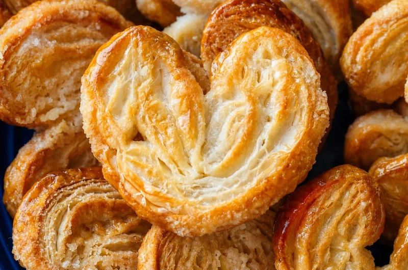 Easy French Palmiers cookies, also known as Elephant Ear Cookies, made with puff pastry.