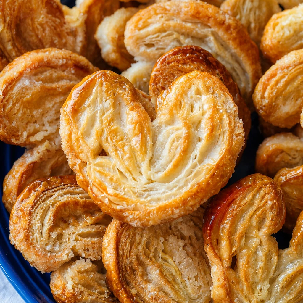 Easy French Palmiers cookies, also known as Elephant Ear Cookies, made with puff pastry.
