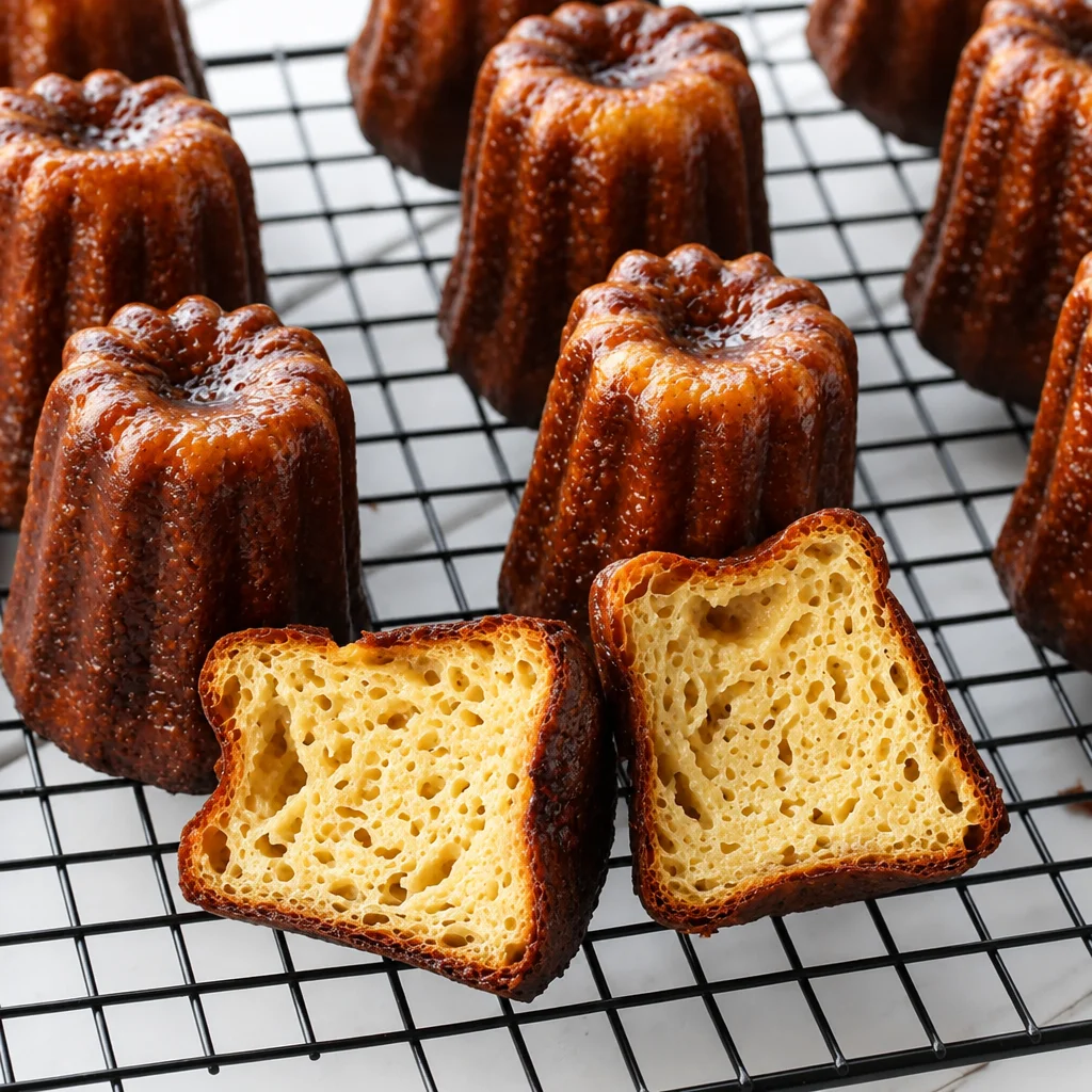 Traditional French Canelés from Bordeaux with a caramelized crust and custard center.