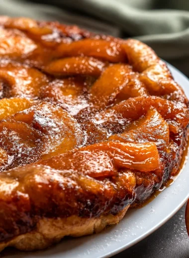 Deliciously Simple Classic French Tarte Tatin with caramelized apples and puff pastry.