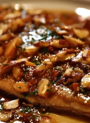 Golden Almond Trout served gourmet style with vibrant vegetables
