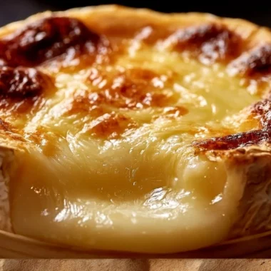Oven-baked Mont d'Or cheese served in a wooden box with fresh bread.