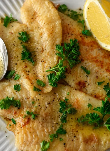 Deliciously Simple French Sole Meunière with lemon butter sauce and parsley