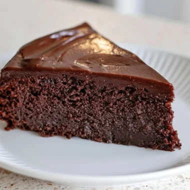 Delicious Silky French Chocolate Cake served on a dessert plate