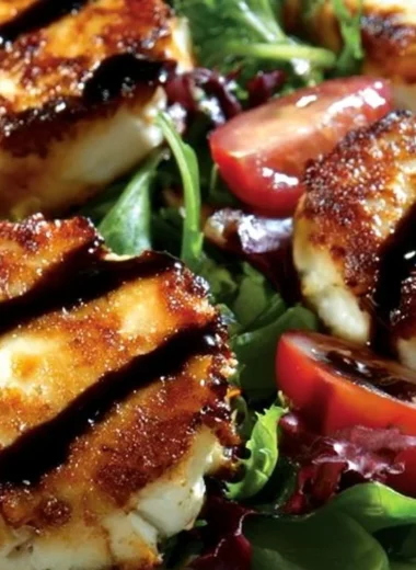 Warm Goat Cheese Salad with greens, walnuts, and a balsamic vinaigrette