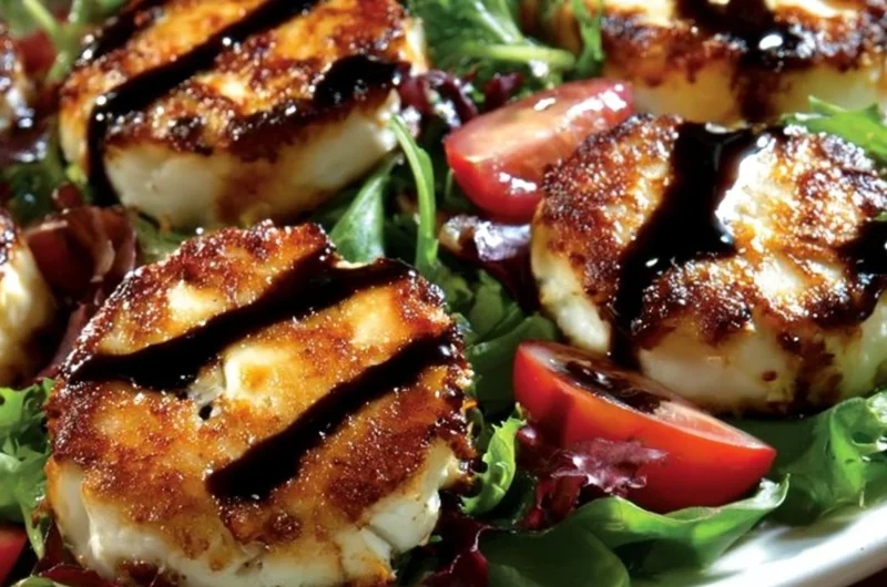 Warm Goat Cheese Salad with greens, walnuts, and a balsamic vinaigrette