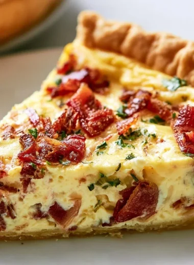 Authentic French Quiche Lorraine made with eggs, cream, and cheese.
