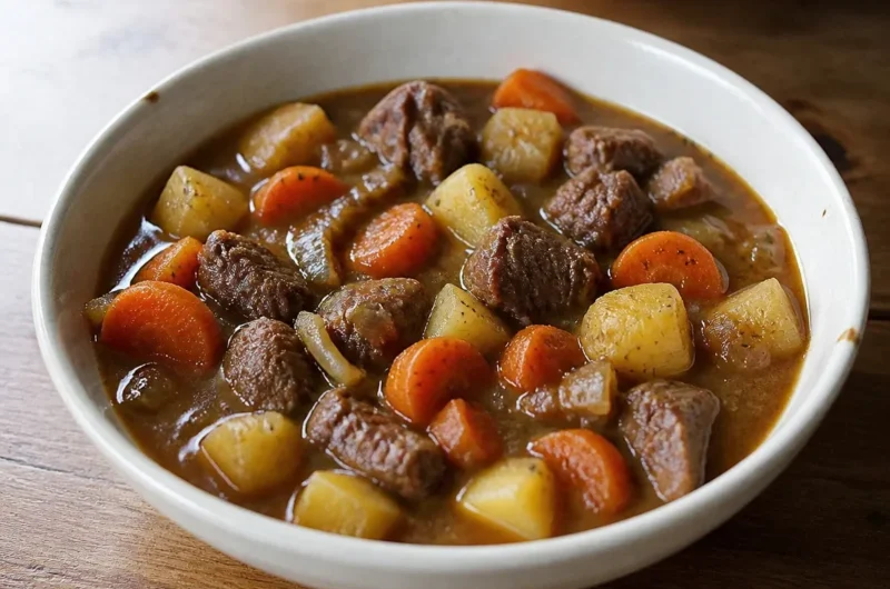Delicious homemade beef stew with tender meat and fresh vegetables