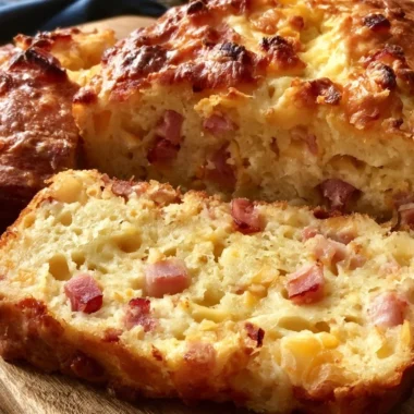 Delicious slice of Cake Salé served with herbs and cheese.
