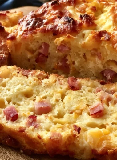 Delicious slice of Cake Salé served with herbs and cheese.