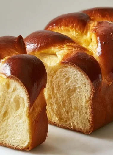 Classic French brioche bread with orange zest, freshly baked and golden brown.