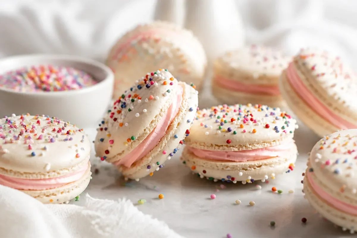 Cozy Birthday Cake Macarons