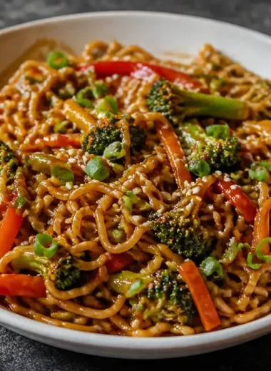 Delicious easy saucy ramen noodles in a bowl with chopsticks