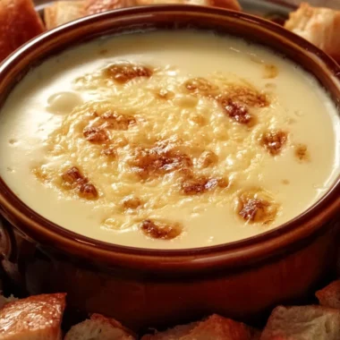Melted Fondue Savoyarde served with bread for a cozy dinner