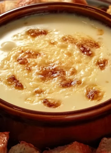 Melted Fondue Savoyarde served with bread for a cozy dinner