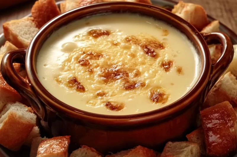 Melted Fondue Savoyarde served with bread for a cozy dinner