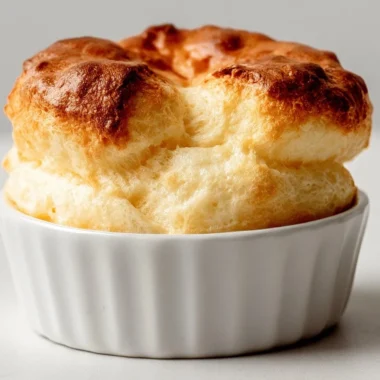 Delicious French cheese soufflé served in a ramekin