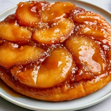 Delicious homemade French Tarte Tatin, an upside-down apple tart