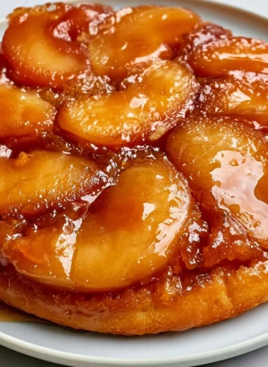 Delicious homemade French Tarte Tatin, an upside-down apple tart