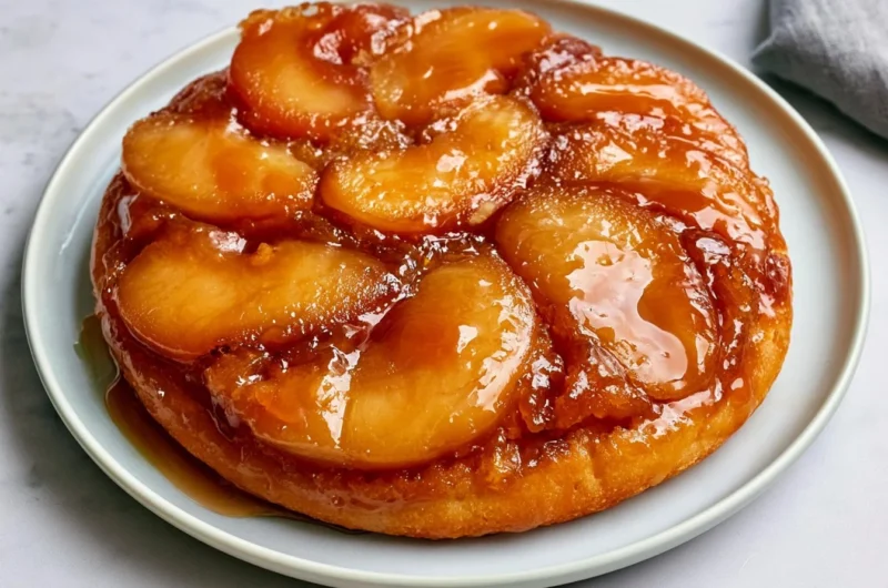 Delicious homemade French Tarte Tatin, an upside-down apple tart