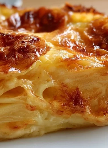Delicious Gratin Savoyard dish with layers of potatoes and cheese