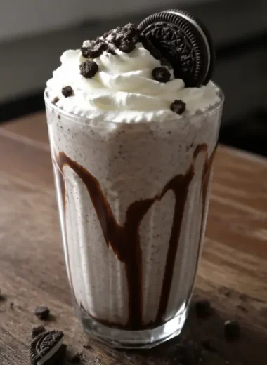 Delicious Oreo Milkshake topped with whipped cream and crushed Oreos