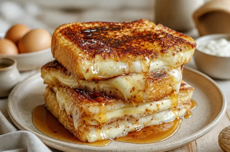 Delicious Overnight Crème Brûlée French Toast served on a plate