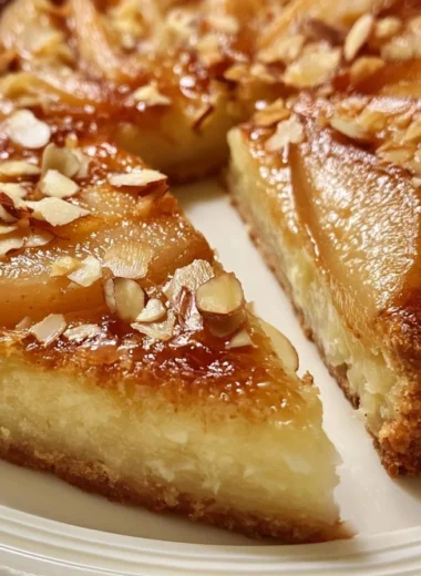 Delicious Tarte Bourdaloue with almond cream and pears
