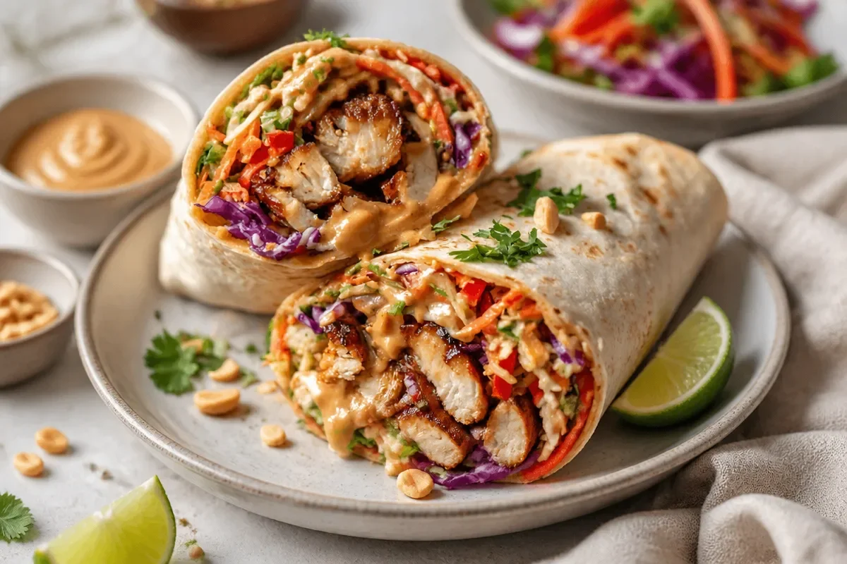 Thai Chicken Wraps with Crunchy Asian Slaw