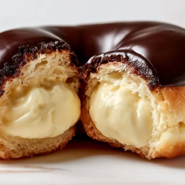Delicious traditional chocolate profiteroles served on a plate