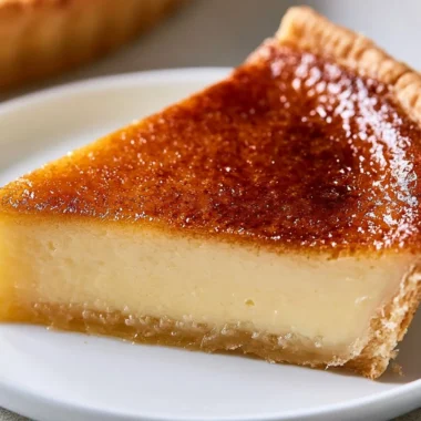Traditional Flan Pâtissier - a delicious French custard tart served slice