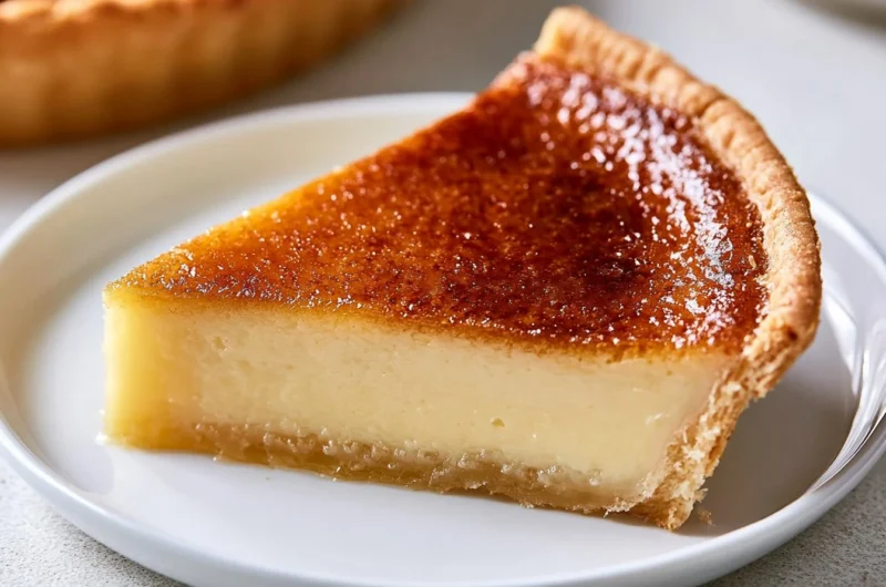 Traditional Flan Pâtissier - a delicious French custard tart served slice