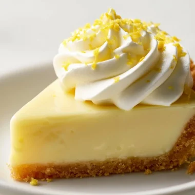 Classic French lemon tart (Tarte au Citron) beautifully presented with lemon slices.