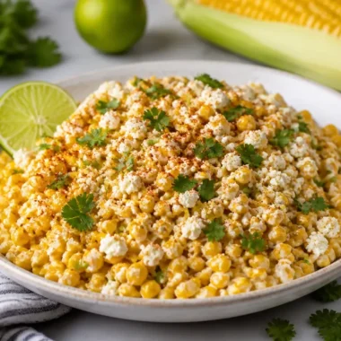 Delicious Mexican Street Corn (Elote) topped with cheese and spices