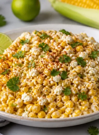 Delicious Mexican Street Corn (Elote) topped with cheese and spices